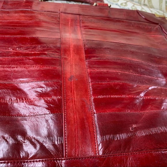 Vintage Eel Skin Red Briefcase Portfolio Bag - Picture 3 of 6